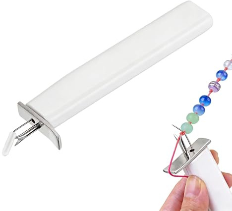 Professional Bead Knotting Tool Kit - Jewelry Making Tool for Pearl & Gemstone Stringing - Create Secure Safety Knots for Bracelets & Necklaces - Includes 3 Needle Tips & Storage Case (White)