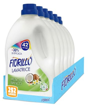 Fiorillo Detersivo Liquido Lavatrice, 42 Lavaggi, 252 Lavaggi Totali, Confezione da 6, Formula Concentrata (Muschio bianco)