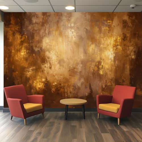 Industrial Style Tapete Mit Rost Metallic Gold Vintage Muster Fototapete Vliestapete Innen Wohnzimmer Küche Schlafzimmer, Industrial Style Wand Decor Poster Tapeten, 400x280 cm