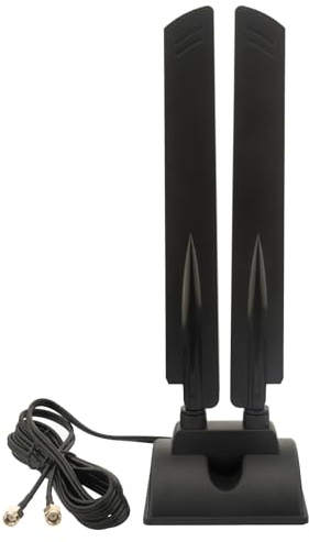 YILIANDUO Tri Band WiFi 6E Antenna 5dBi 2.4GHz 5.8GHz 6GHz WiFi Antenna | with Magnetic Base Dual RP-SMA Male Cable 2M for Routers PC Desktop Computer Motherboard Bluetooth Card Hotspot Network