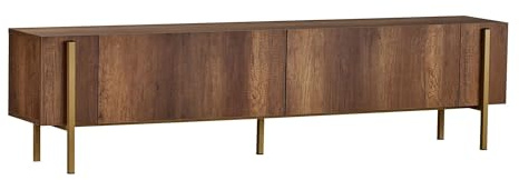 Modernes TV-Möbel, Barok Walnut Gold, 180 x 30 x 45 cm | 100% melaminbeschichtete Spanplatte, 18 mm dick | robuste Metallbeine (20x20 mm) | stilvoll & funktional für Wohnzimmer & Unterhaltungsbereiche