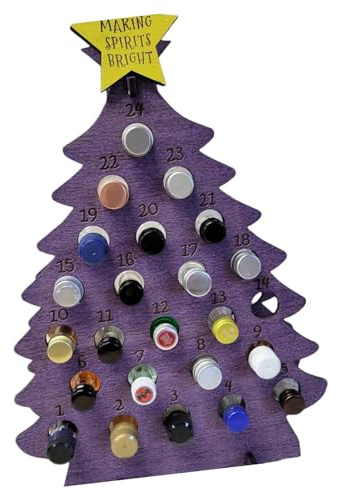 Wooden Christmas Count Down Calendar with 24 Miniature Bottle Holders Holiday Homes Decoration for Festival Advent Calendar