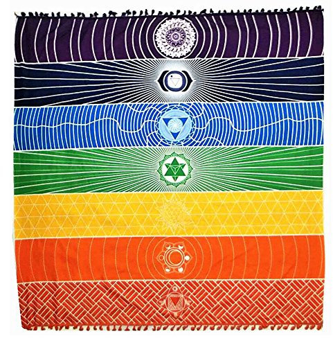Sun-shine Trade Tapisserie-Handtuch im Bohemia-Stil, 7 Chakren, Mandala, Hippie, Boho-Streifen, Yogamatte