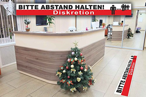 AufkleberDealer.de Fußbodenaufkleber Bitte Abstand HALTEN DISKRETION (150 x 15 cm) nach DIN V 18032-2 | Bewertungsgruppe R10 nach DIN 51130