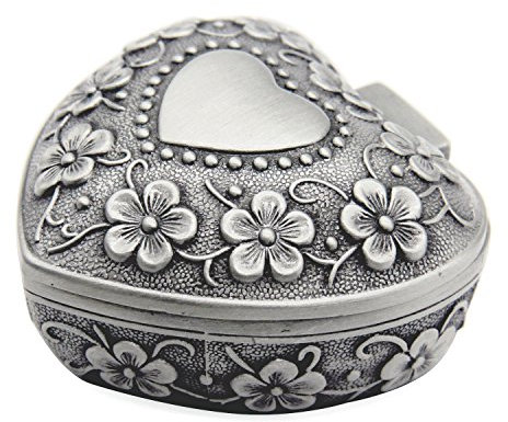 Schmuckkästchen Metall, Schmuckschatulle Mädchen Klassische in Herzform Schmuckkästen Damen Ohrringe Schmuckdose Schmuckbox für Verlobung Heiratsantrag Ringe Schmuckstücke Halskette Geschenk Ring Box
