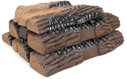 Stanbroil Set de 10 piezas de madera de cerámica para decoración de chimenea de todo tipo sin ventilación, gel, etanol, electricista, gas, insertos, propano, chimeneas y hogueras para interiores y