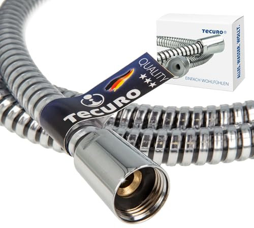 tecuro 175 cm Brauseschlauch ROYAL 1/2 Zoll Drehkonusmutter x 1/2 Zoll Rändelmutter, metalleffekt, Trinkwasser-Konform, KTW BWGL, DIN EN 1113