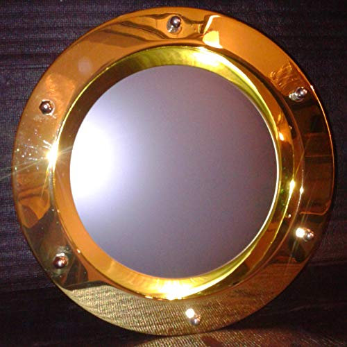 Bullauge Fenster für Tür goldene Farbe 350mm Glas matt Hutmuttern