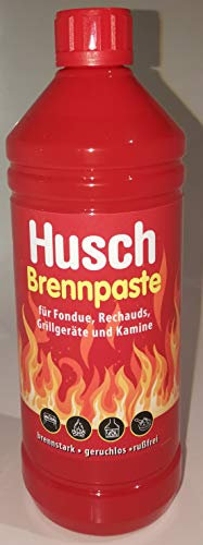 Husch Brennpaste 1L/1000ML für Fondue, Rechauds, Grillkamine und Kamine **Brennstark ** geruchlos ** Russfrei **