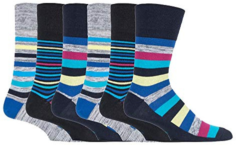 Gentle Grip - 6er pack herren comfort ohne gummi bund mittellang business bunt socken in 35 farben