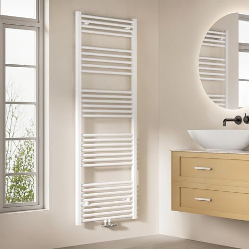 EMKE Badheizkörper 160x60 cm, Handtuchheizkörper Mittelanschluss Badheizkörper Handtuchhalter Handtuchwärmer Handtuchtrockner Handtuch Heizkörper Bad Handtuchheizung Weiß 761W