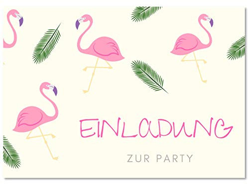 Gentle North 15 x Flamingo Einladungskarten Geburtstag Kinder - Größe A6 - Coole Einladung zum Kindergeburtstag für Mädchen und Jungen - Witzige Einladungskarte