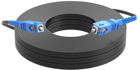 Jeirdus Cable de fibra óptica para exteriores de 30 metros de SC a SC blindado 9/125 de modo único de cable de conexión óptica FTTH FIOS Home SC/UPC a SC/UPC