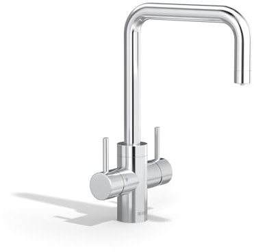 BRITA Küchenarmatur yource pro select in Chrom und Eckig inkl. 1 x yource CO2-Zylinder und 1 x BRITA P 3000-S Filterkartusche – Küchenarmatur zum Filtern und Sprudeln von Wasser direkt aus der Leitung