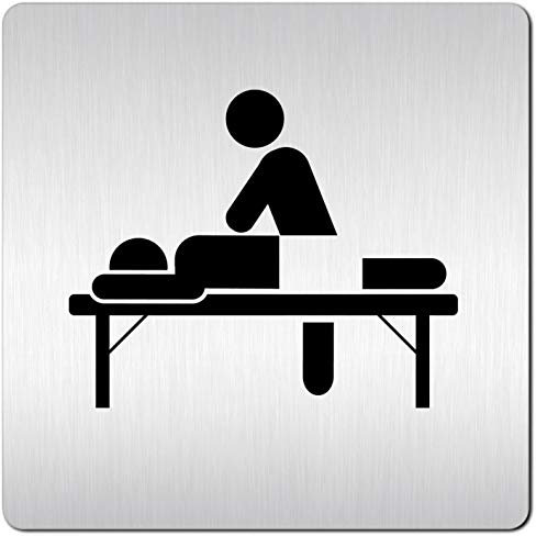 Türschilder24 XXL Schild - Türschild (B) • 125 x 125 x 1,5 mm • Physio – Physiotherapie – Massage – Behandlung • Aluminium Vollmaterial • 100% Made in Germany