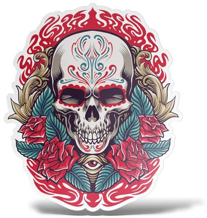 erreinge Sticker Teschio Santa Muerte Messico Adesivo Sagomato in PVC per Decalcomania Parete Murale Auto Moto Casco Camper Laptop - cm 10