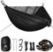 NatureFun Camping Hängematte mit Moskitonetz | 300kg Belastbarkeit,(290 x 140 cm) Atmungsaktives,schnell trocknendes Fallschirm-Nylon | Komplettes Zubehör | Einfacher Aufbau