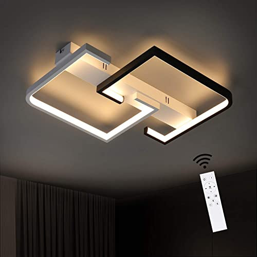 CBJKTX Deckenleuchte LED Deckenlampe dimmbar Moderne Wohnzimmerlampe Schwarze und Weiße 35W aus Aluminium für Schlafzimmer Küche Wohnzimmer Arbeitszimmer Flur Balkon mit Fernbedienung farbwechsel