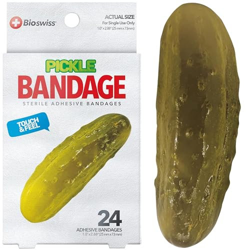 BioSwiss Bandagen, Gurkenförmige selbstklebende Bandage, latexfrei, sterile Wundpflege, lustiges Erste-Hilfe-Set für Kinder, 24 Stück