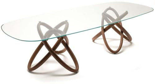 Casa Padrino Mesa de Comedor de diseño marrón 300 x 120 x A. 75 cm - Mesa de Comedor Ovalada Moderna con Tapa de Vidrio - Muebles de Comedor - Calidad de Lujo