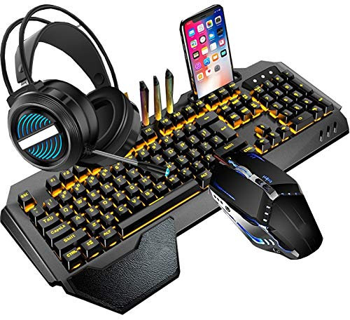 ARCH Clavier Gamer Clavier Mécanique, Clavier De Jeu Et Souris, Clavier D'ordinateur avec Repose-Poignet Ergonomique, Clavier Rétro-éclairé USB pour Les Jeux PC Ordinateur Portable Clavier