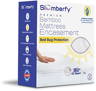 Slumberfy, wasserdichte Bambus-Matratzenhülle für Doppelbett, hochwertiger, hautfreundlicher Matratzenschoner mit 360° EZ-Reißverschluss, Matratzenbezug mit Reißverschluss, 99.1x190.5 cm.