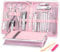 SONGQEE Manicure Set Nail Set Nail Clipper Kit for Women/Men，Manicure & Pedicure Sets 29pcs Nail Clipper Set Professional Stainless Steel Pedicure Set Fashion Grooming Tools for Girls (Pink Leather)