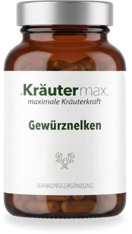 Kräutermax Gewürznelken Kapseln 500 mg, 90 Stück, Vegan, Glutenfrei, Laktosefrei, Nahrungsergänzungsmittel mit Gewürznelkenpulver