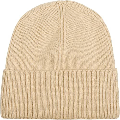 styleBREAKER Unisex Strickmütze mit Rippenmuster und breiter Krempe, Feinstrick Mütze doppelt gestrickt, Strick Beanie 04024190, Farbe:Beige