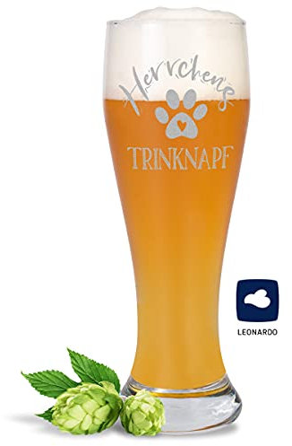 JUNIWORDS Weizenbierglas mit Gravur, Herrchens Trinknapf, Bierglas
