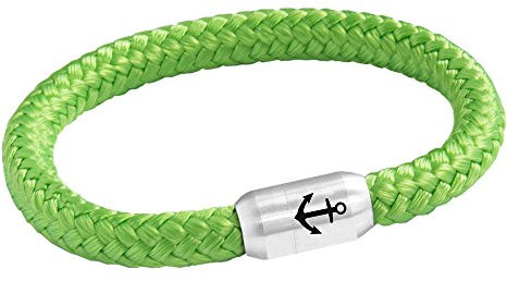Paris Montana Das Original Anker Gravur Unisex Segeltau Armband Geflochten Handmade Hochwertiger Magnetverschluss 8mm Durchmesser (Grün, 20.00 CM)