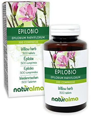Weidenröschen (Epilobium parviflorum) Kraut Naturalma - 150 g - 300 Tabletten - Nahrungsergänzungsmittel - Natürlich und Vegan