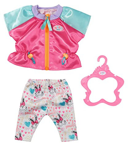BABY born Freizeitanzug Pink, Kleidungsset bestehend aus Freizeitjacke in rosa türkis mit Leggings für 43 cm Puppen, inkl. Kleiderbügel, 833605 Zapf Creation