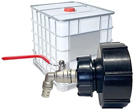 IBC Auslaufhahn, IBC Tank Zubehör S100x8 / S60X6 GrobgewindeIBC Adapter Kugelhahn 3/4 Zoll Schlauchanschluss Wasserhahn Adapter Gartenschlauch für IBC Container