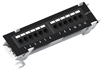 1U 12 Ports Cat6 Unshielded Wallmount Patch Panel UTP Ethernet Patch Panel with RJ45 Cat6 Adapter Patch Panel