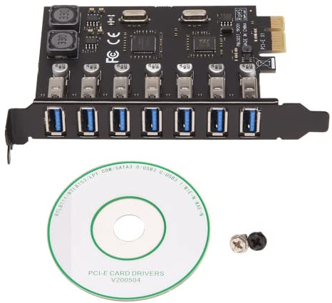 Gokelomg Adaptador de Tarjeta de Expansión USB 3.0 PCI-E Con 7 Puertos - Controlador Externo Extensor Para Escritorio