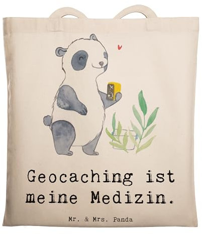 Mr. & Mrs. Panda Tasche Panda Geocaching - Geschenk, Shopper, GPS Schnitzeljagd, Schultertasche, Shopping, Opencaching, Schatzsuchen, Einkaufstasche, Tote Bag