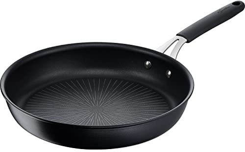 Lagostina Tempra, Padella 26cm con Rivestimento in Titanium Antiaderente Antigraffio, Fondo in Acciaio Inox, Manico Rivettato in Acciaio e Silicone, per Tutte le Fonti di Calore Inclusa Induzione