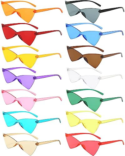 PARSUP Schmetterlingsförmige randlose Sonnenbrille Rahmenlose Dreieck Sonnenbrille Transparent Candy Farbe Brille Getönte Brille Junggesellinnenabschied Gastgeschenke Fotoautomaten Requisiten
