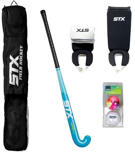 STX Field Hockey Start Pack - Junior with 30 Stick, Shin Guards, Bag & Balls, Black/Teal