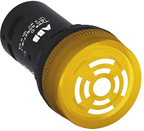 ABB Akustischer Warnmelder, Compact 110 → 130V dc Gelb, Ausschnitt-Ø 22mm LED Tafelmontage Schraub