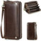 Contacts Portafoglio da uomo in vera pelle, modello Business Travel Double Zip Around, con 4 strati intermedi, vintage, lungo, con avvolgicavo da polso, Caffè 2.0, taglia unica
