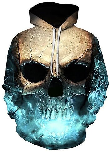 Kapuzenpullover Herren Trend 3D Druck Hoodies Slim Fit Mit Taschen Sweatshirt Herren Frühling Kapuzen Sweatshirt Urban Cosplay Langarm Pullover Herren C-Blue 4XL