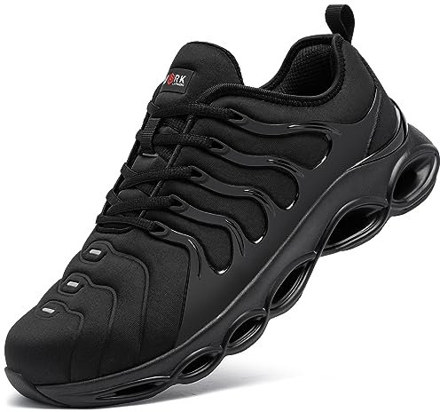LARNMERN Chaussures de Sécurité Hommes Légere Embout Acier Confort Chaussures de Travail Mode Respirante Basket de Securite(Noir Large,42.5 EU)