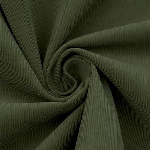 STOFFKONTOR 100% Baumwollstoff Feincord Babycord Stoff - Meterware, Farbe Oliv-Grün - zum Nähen von Bekleidung, Kissen und Dekorationen