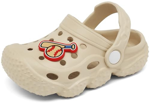 INMINPIN Unisex Niños Zuecos Niño Niña Bebé Sandalias de Playa y Piscina Antideslizante Ligeras Verano Zapatillas Zapatos de Jardín,Beige,23 EU= Fabricante 24