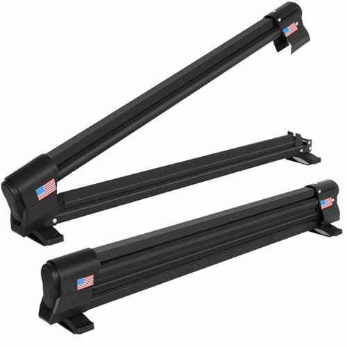 OUTPRIZE Skiträger für Dachträger Aluminium Snowboard Rack mit Schlüssel Verriegelt Klemmmechanismus für 6 Paar Ski oder 4 Snowboards Schwarz