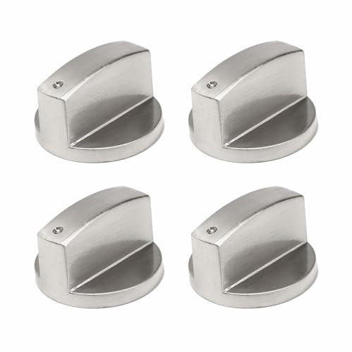4 Piezas Perillas de Control 6mm de Gas, Perillas Cocina Gas Mandos Cocina Gas Botones Universal de Interruptor Gas Estufa Control Perillas de Metal Giratorio para Horno Estufa de Gas (Plata)