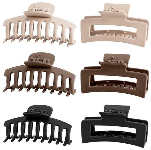 Lolalet 6 Pezzi Mollettone Capelli Donna Grandi, Pinza per Capelli, Ciappo per Capelli Antiscivolo Resistenti per Donne Ragazze -Stile E