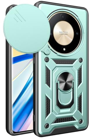 BEEJTUNY Funda para Honor Magic 6 Lite 5G (Magic6 Lite) 5G / X9b con Anillo de 360°, Carcasa Protectora con Cubierta de Lente, Funda Anticaída con Soporte Magnético. Verde